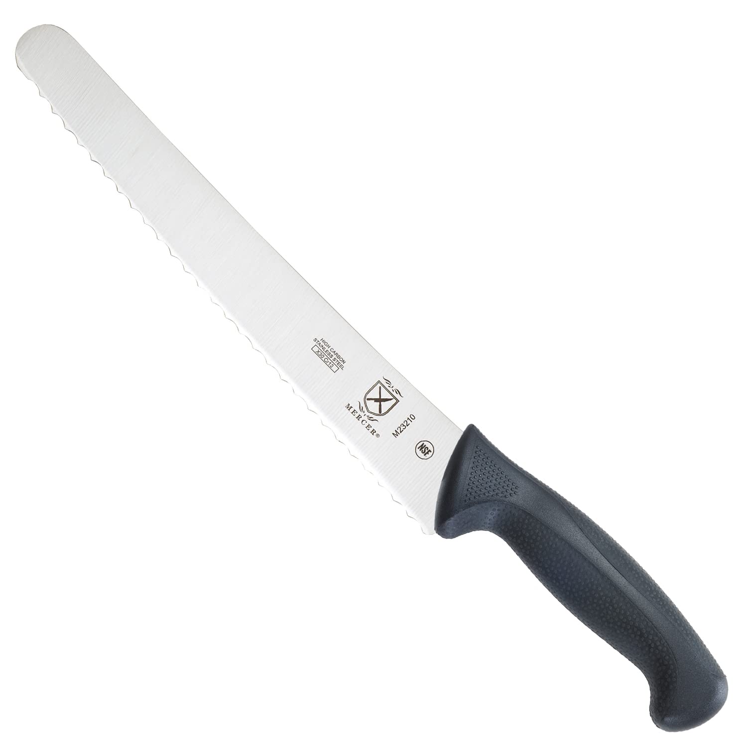 Mercer Culinary M23210 Millennia Black Handle, 10-Inch Wide Wavy Edge, Bread Kni