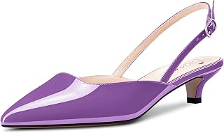Castamere Women's Low Kitten Heel Pointed Toe Sandals Slip-on Slingback Pumps for Wedding Party Dress 3.5 CM Heels