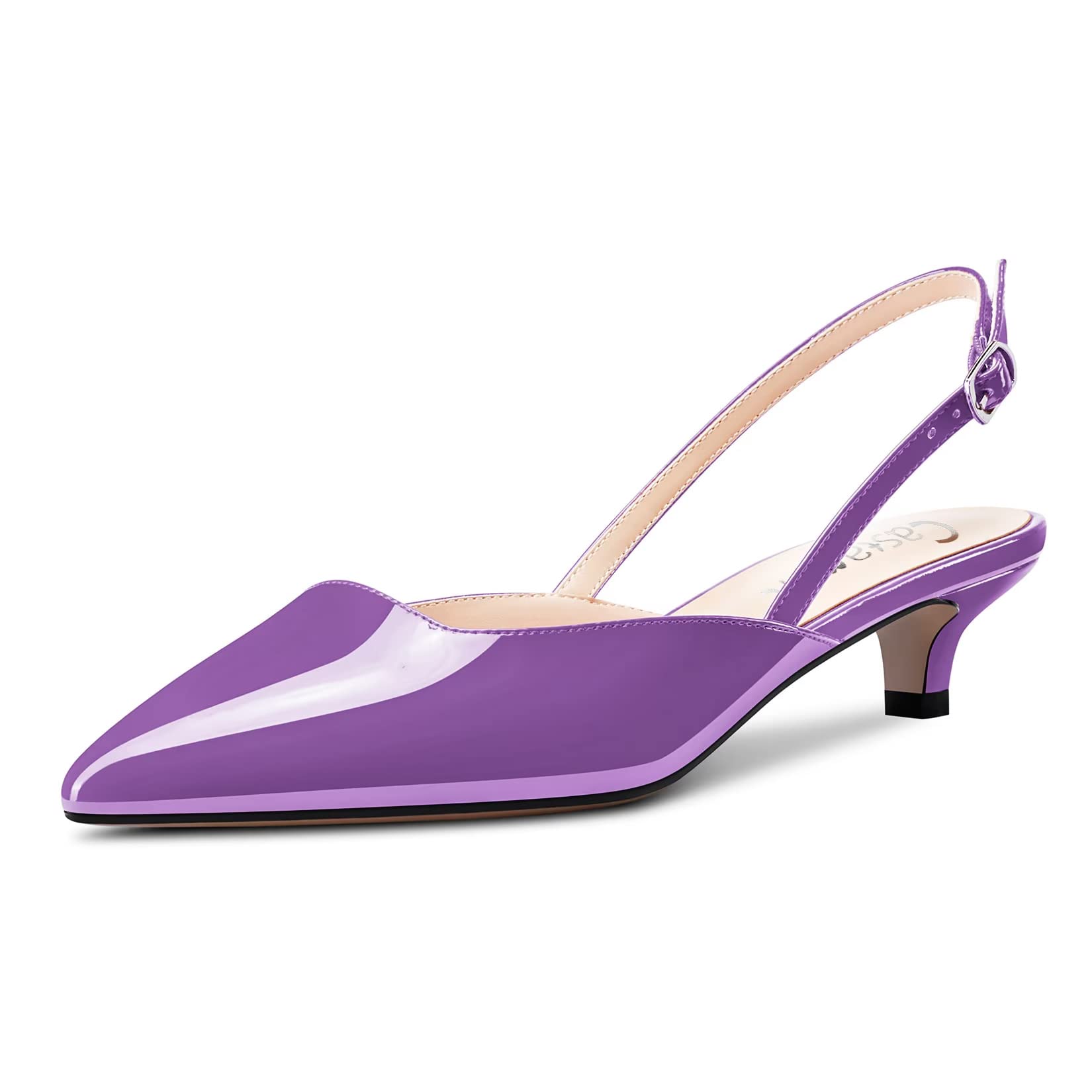 Castamere Women's Low Kitten Heel Pointed Toe Sandals Slip-on Slingback Pumps fo