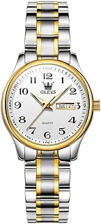OLEVS Watches for Women UK Ladies Analog Quartz Silver and Gold Women's Watches Date Day Stainless Steel Waterproof Large Numbers Easy Read Dress Wrist Watches