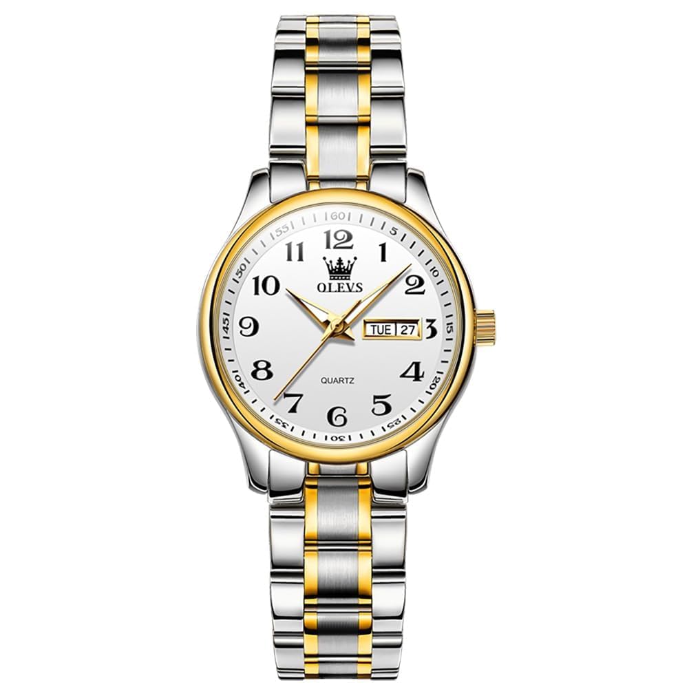 OLEVS Watches for Women UK Ladies Analog Quartz Silver and Gold Women's Watches 
