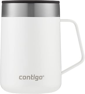 Contigo Streeterville Desk Mug, Insulated Coffee Mug with Stainless Steel Handle, Coffee To Go Mug with Lid, Keeps Coffee and Tea Hot for Up to 5 Hours, Optimal for Office and Home, 14oz
