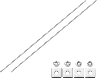 sourcing map 2Pcs Fully Threaded Rod, M8 x 500mm 304 Stainless Steel Silver | Fully Threaded Studs with Nuts and Washers,for Clamps, Hangers and U-Bolts