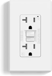ELEGRP GFCI Outlet 20 Amp, Self-Test GFI Electrical Outlet with Thinner Design, TR Tamper Resistant GFCI Receptacle, Ground Fault Circuit Interrupters with Wall Plate, UL Listed, Matte White, 1 Pack