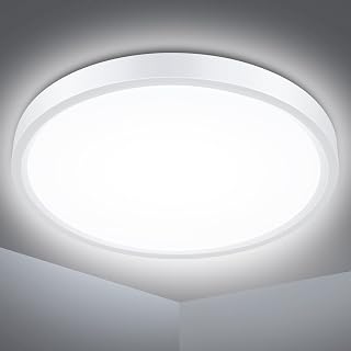Defurhome Bathroom Ceiling Light Ø22CM 18W 1500LM,100W Equivalent,5000K Daylight White, Waterproof IP54,Dome,Modern,Flush Ceiling Light for Kitchen,Toilet,Porch,Bedroom,Utility Room(White)