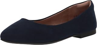 Amazon Essentials Women's Cushioned Pointed-Toe Ballet Flat, Slip-on Non-Slip Work Shoes Regular and Wide Widths