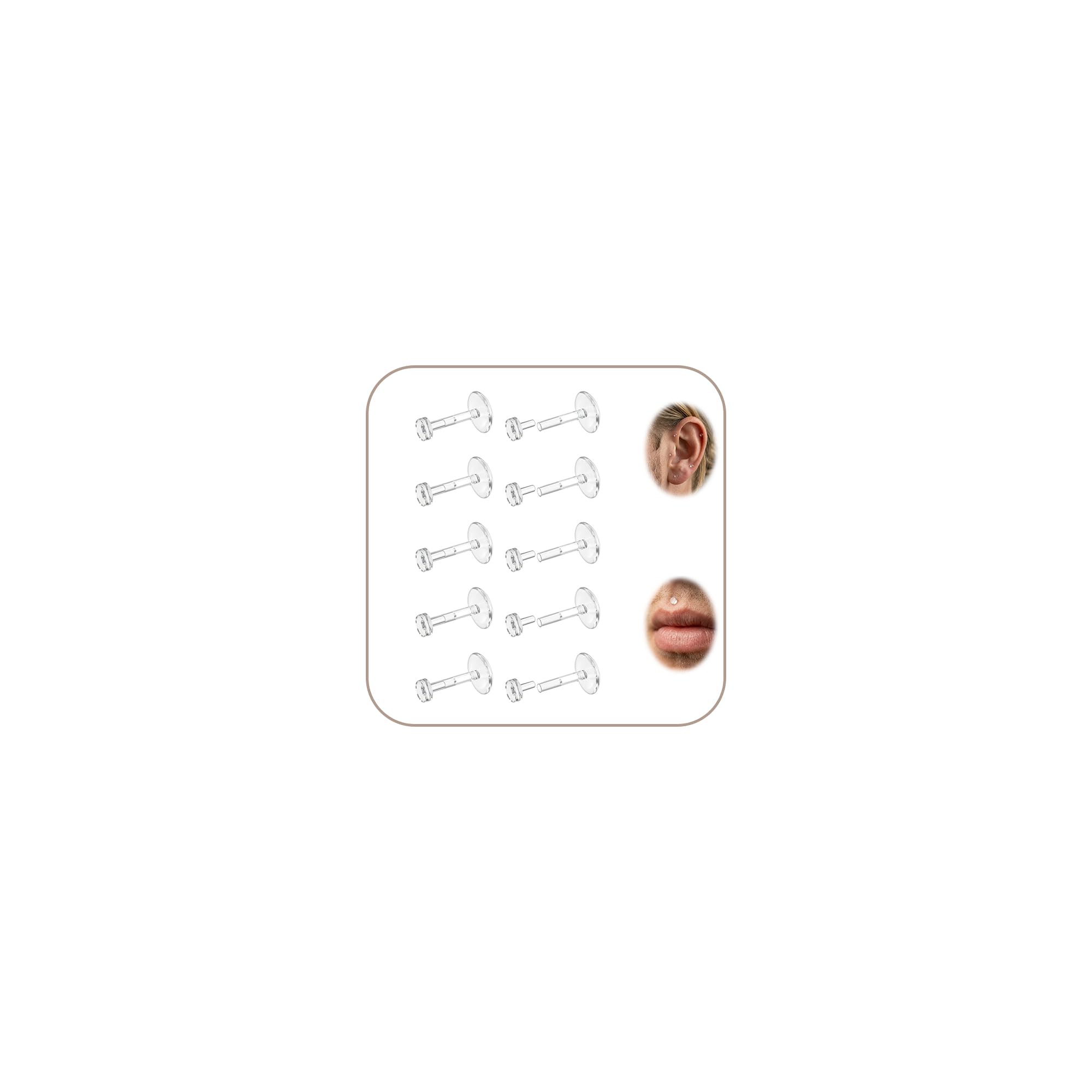 AceFun Bioflex Clear Earrings Plastic Earrings for Sports Work School Clear Pier