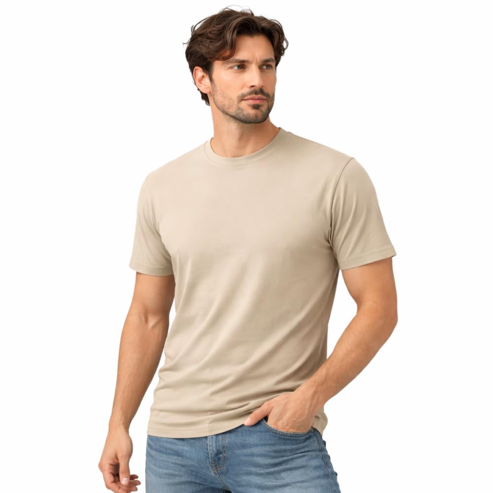 Men's T-shirt, 100% cotton, premium quality, round neck, short sleeves, regular 