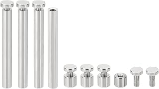 4 Pack 1/4" x 2" Stainless Steel Spacer Screws Wall Mounting Hardware Advertising Glass Nail for Hanging Acrylic Picture Frame, Acrylic Sign, Silver