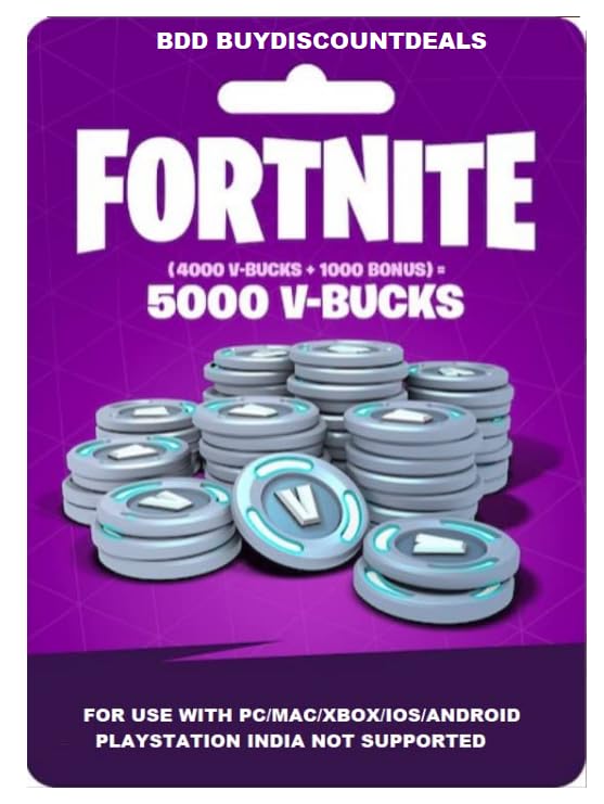 Fortnite 5000 v-Bucks Code Only (No Cd/Dvd)