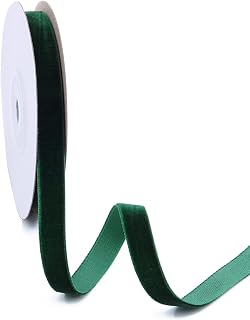 5/8" x 10 Yards Dark Green Velvet Ribbon for Decoration and Crafts, Gift Wrapping, Wedding, Christmas and Halloween Home Decor