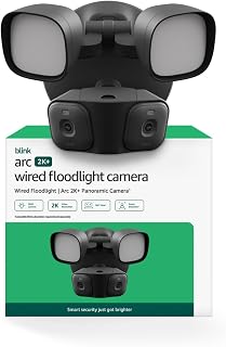 Blink Arc 2K+ Wired Floodlight Camera (newest model) — Wired smart security, 3000 lumens, 2K video, 180° coverage – 2 cameras (Black), 1 mount (Black)