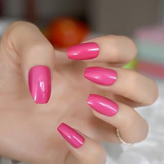 Hot Pink Ballerina Press on Nail Tips Metallic Punk Style False Nail Tips