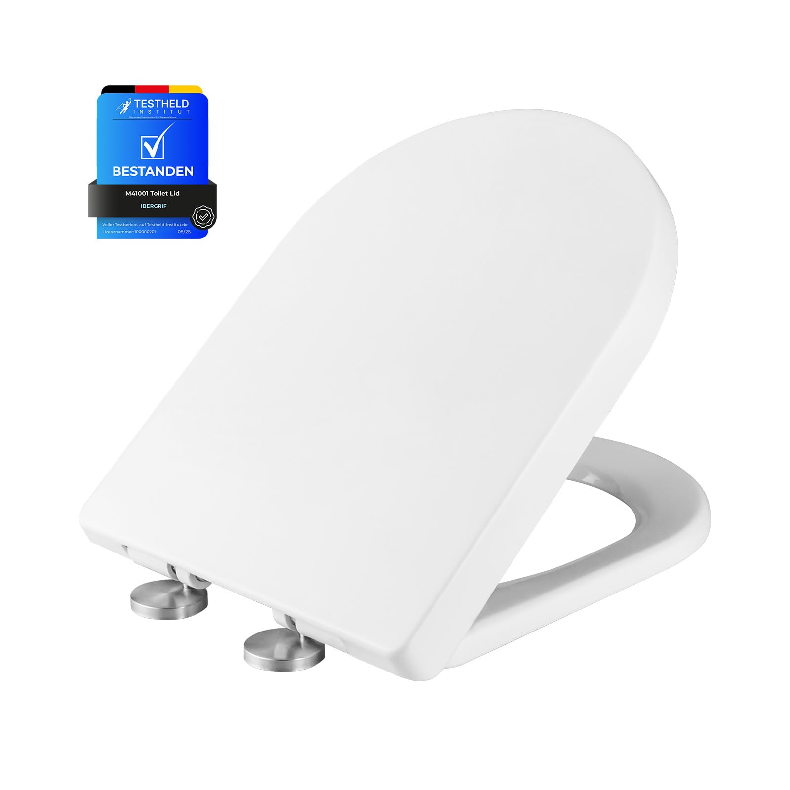 Ibergrif M41001 Toilet Seat D Shaped Soft Close Quick Release White | D Shape Lo