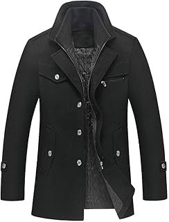 Lavnis Men's Winter Wool Coats Slim Fit Single Breasted Trench Jacket Woolen Pea Coat