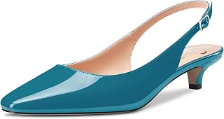 Castamere Women's Low Stiletto Kittens Heel Closed Heel Square Toe Slingback Pumps Slip-on 3.5 cm Heels Sandals Dress Cute Shoes