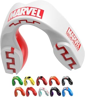 Marvel Logo Sports Mouthguard Dual Layer Premium Protection Junior Gum Shield with Case for Boxing, MMA, Rugby, Martial Arts, Judo and All Contact Sports