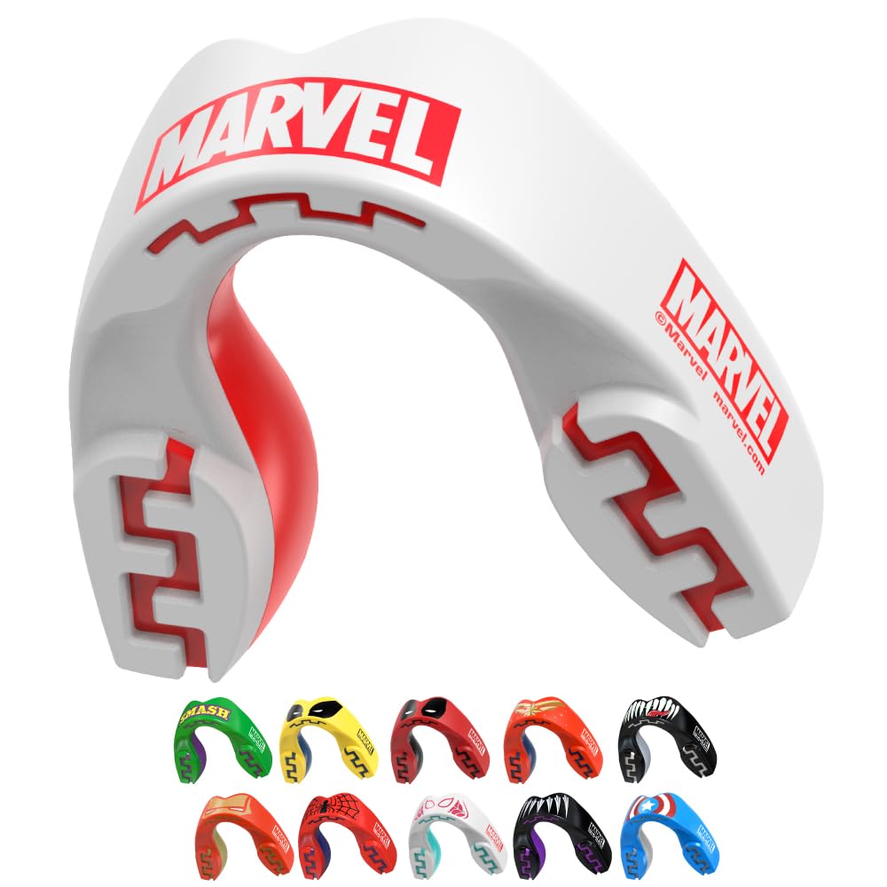 Marvel Logo Sports Mouthguard Dual Layer Premium Protection Junior Gum Shield wi