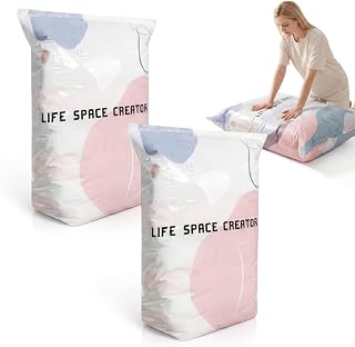 No-Pump Vacuum Storage Bags, Press & Seal Space-Saving Compression Bags for Clothes, Bedding, Comforters – Reusable Heavy-Duty Storage Organizer for Travel & Home (31.5 * 39.4in-2PCS)