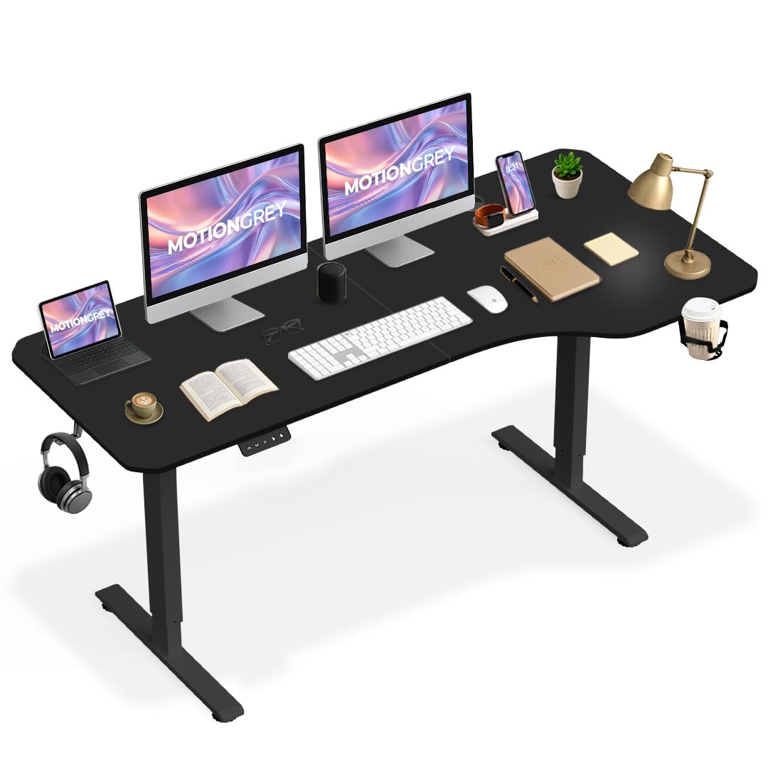 MotionGrey - 63 x 24 Inch Electric Motor Height Adjustable Standing Desk, Office