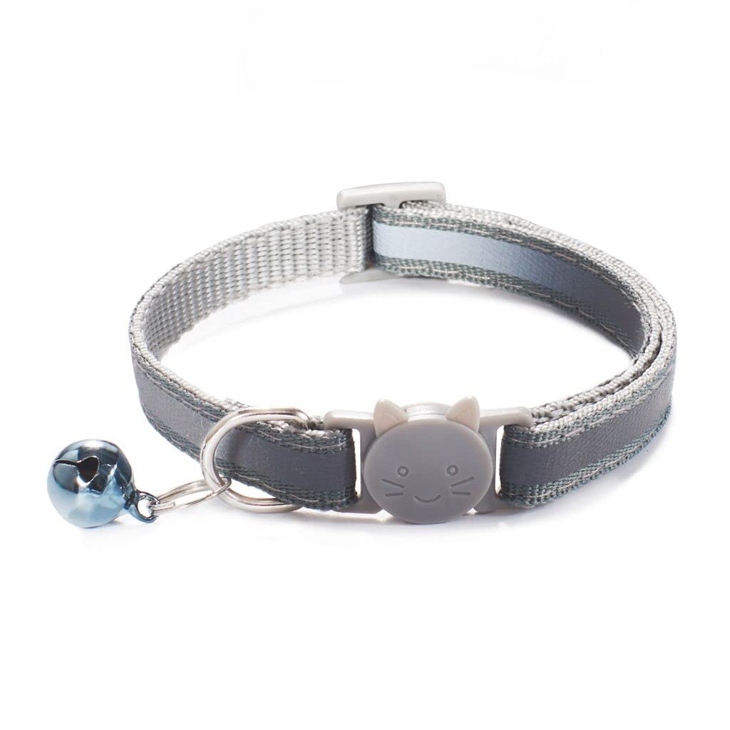 Cat Collar 1 Piece with Bells Adjustable Size Nylon Buckles Reflective Kitten De