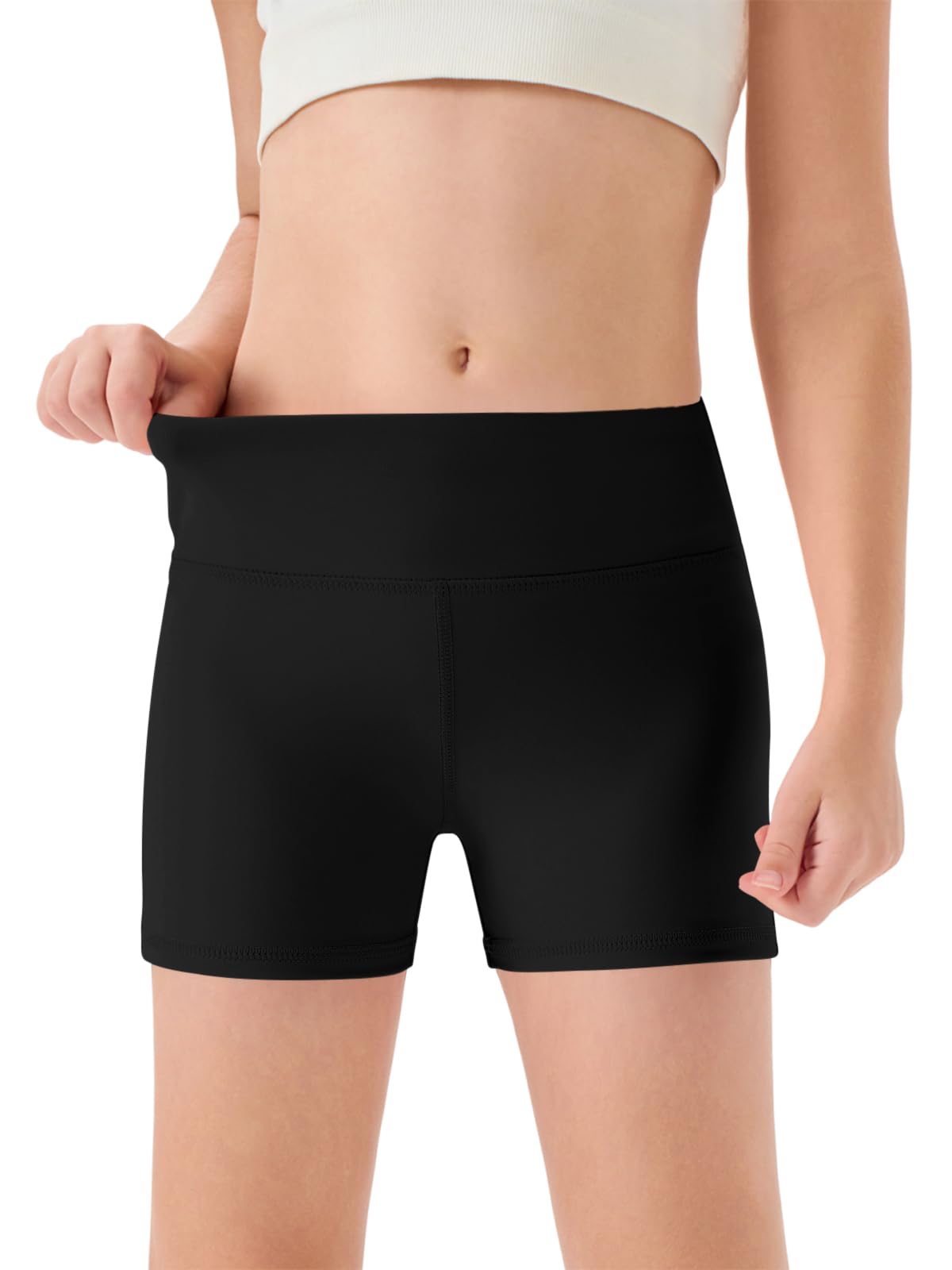 Haloumoning Girls Athletic Shorts Kids High Waisted Dance Biker Shorts | Toddler