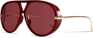GUVIVI Retro Gold Aviator Sunglasses for Women Men Oversized 70s Glasses