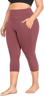 MOREFEEL カプリ プラスサイズ レギンス 女性用 ポケット付き - ストレッチ XL-4XL 腹部コントロール ハイウエスト ワークアウト ブラック ヨガパンツ