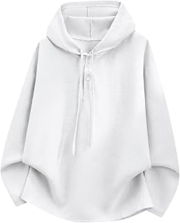 FJLTDCP Men's Hoodie, Long Sleeve, Thin, Cotton-Linen Style, Henley Neck