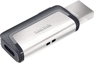SANDISK 128GB Ultra Dual Drive, USB-C & USB-A, Up to 150MB/s Read Speeds | USB Flash Drive, Retractable Connectors, For Smartphones, Tablets & Computers, Automatic Backup, USB 3.1 Gen 1 - Gray/Silver