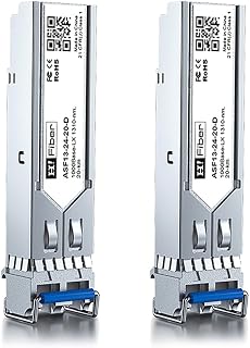 H!Fiber 1.25G Single Mode SFP LC Module, 1000Base-LX/LH Fiber Transceiver for Cisco GLC-LH-SMD, Meraki, Ubiquit UniFi, TP-Link, Fortinet, Intel, Netgear, Mikrotik and More (SMF,1310nm,20km,DDM) 2 Pack