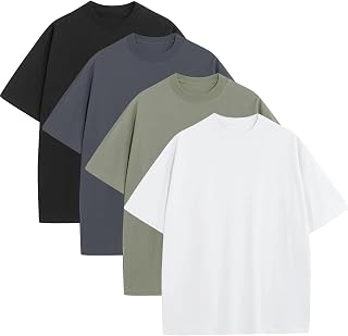 Men's Oversized T-Shirts Heavyweight Cotton Tee Crew Neck Short Sleeve T Shirts Loose Fit Basic Essential Soft Classic Tees