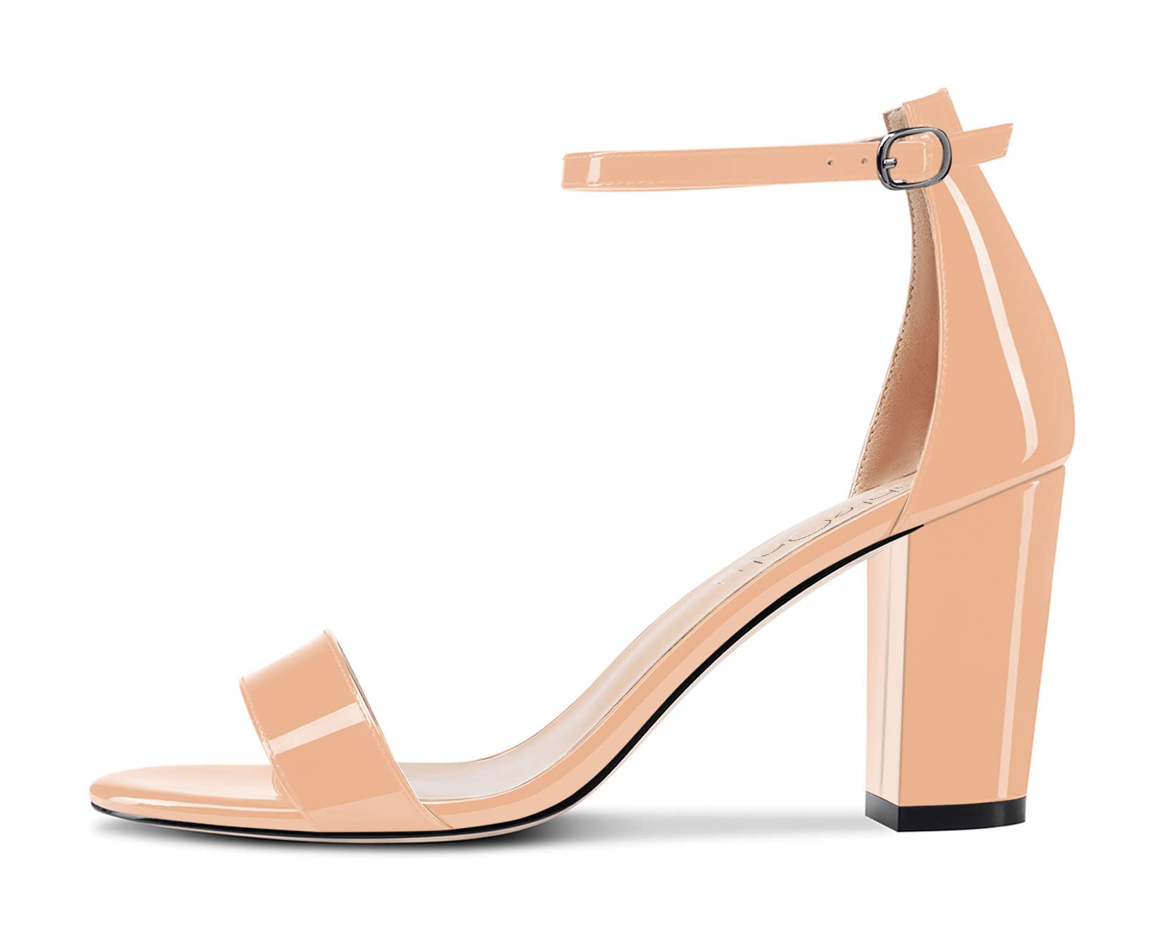 NobleOnly Women's Chunky Wide High Heel Open Toe Sandals Strap Ankle Cute Weddin