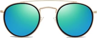 SOJOS Retro Vintage Round Polarized Sunglasses for Women Men Double Bridge Circle Sunnies SJ1104