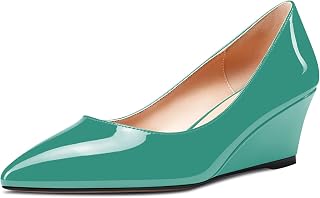 Aachcol Women's Wedge Esparto Mid Heel Pointed Toe Pumps Slip-on Wedding Party Shoes 5 CM
