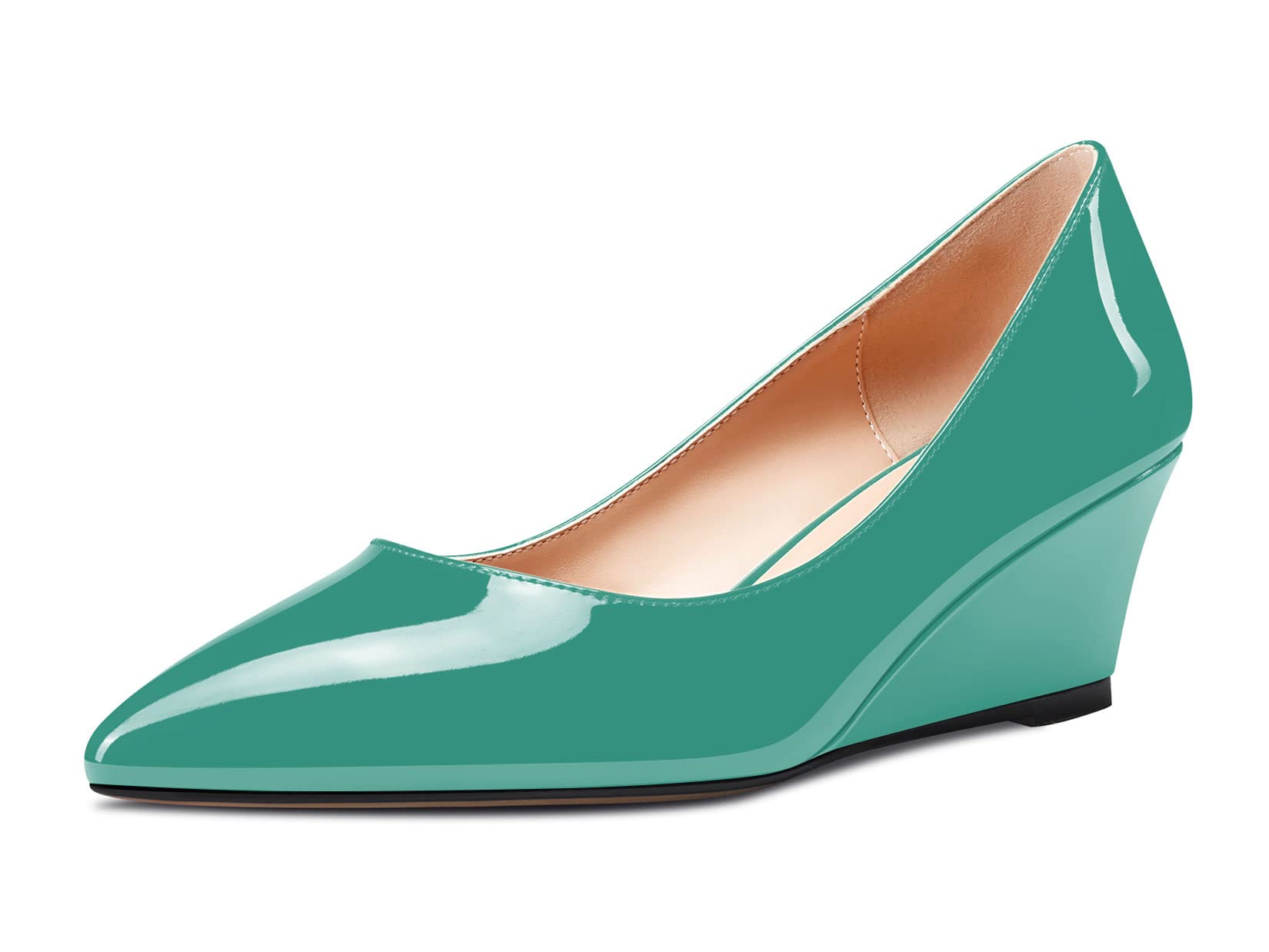 Aachcol Women's Wedge Esparto Mid Heel Pointed Toe Pumps Slip-on Wedding Party S