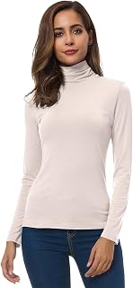 VOBCTY Womens Turtleneck Long Sleeve Shirt Slim Lightweight Base Layer Top