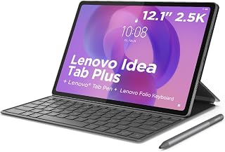 Lenovo Idea Tab Plus Android Tablet | 12.1 inch 2.5K (2560x1600) Display | MediaTek Dimensity 6400 | 12 GB RAM | 256 GB UFS 2.2 | Wi-Fi 5 | Luna Grey | Tab Pen + Folio Keyboard