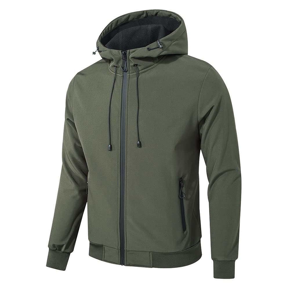 TONY BACKER Men's Winter Softshell Waterproof Windproof Jacket with Hood, Warm J