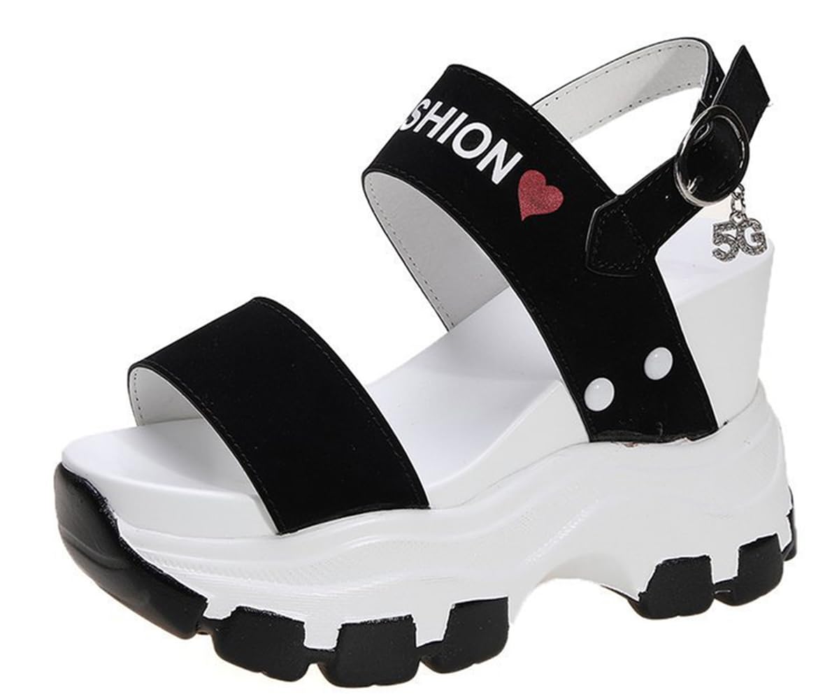 Ulalaza Women's Slippers Flat Open Toe Slides Platform Wedge Sandals Thong Sanda