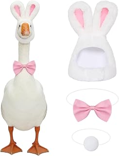 23 Inch Easter Porch Goose Outfits with Bunny Ear Hat Bow Tie and Tail | Halloween Easter yard decor gifts, fits 17–23 inch, premium cloth, cute easter bunny design, tool-free easy slip on