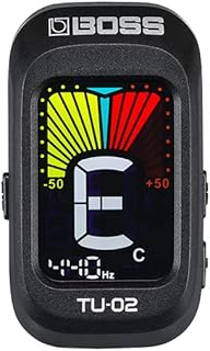 BOSS Chromatic Clip-On Tuner for Guitar, Bass and Ukulele | Reliable and Precise Battery Powered Tuner with High-Contrast Color Display (TU-02)
