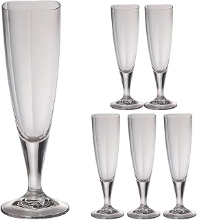 IJ Plakira Shatterproof Champagne Glasses, Set of 6, 135ml, Dishwasher Safe, Made in Japan, BPA-Free, Tritan, Clear, Heat Resistant up to 100 Degrees, Flute Glasses, Ideal for Home Parties