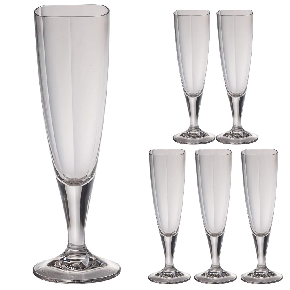 IJ Plakira Shatterproof Champagne Glasses, Set of 6, 135ml, Dishwasher Safe, Mad