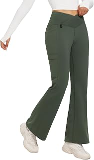 baleaf Fleece Lined Trousers Womens Thermal Flared Leggings Water Resistant Pants with Zip Pockets Winter Walking Hiking