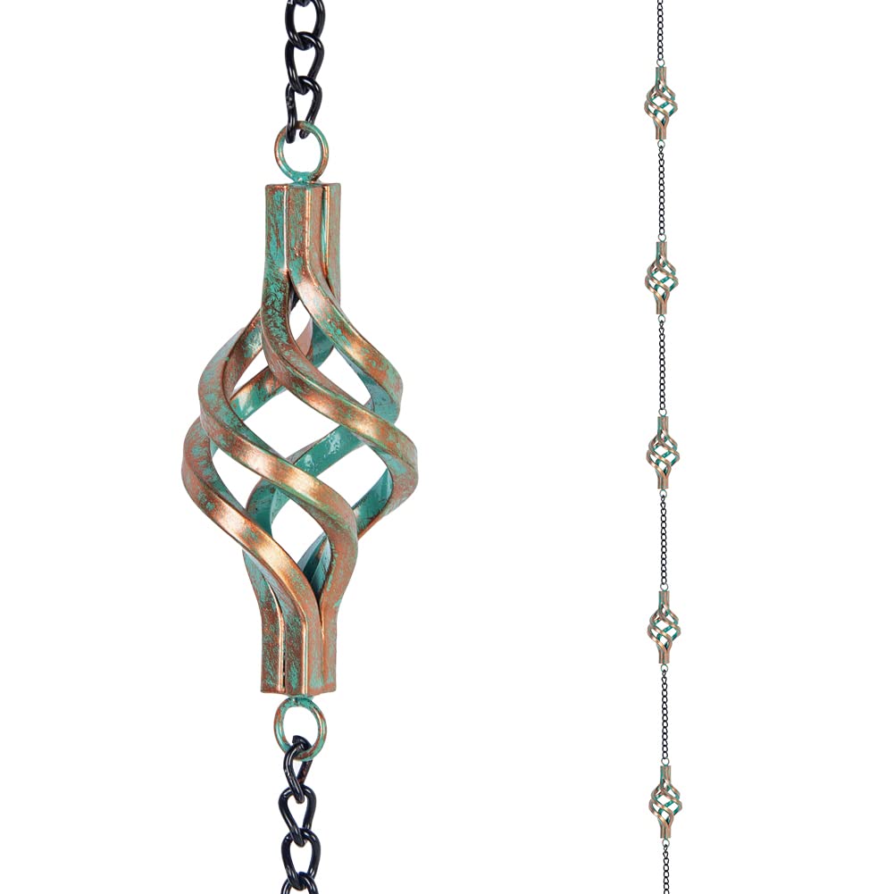 dreamysoul 9.7FT Rain Chain, Iron Rain Chain for Gutters | Bronze Bird Cage Deco