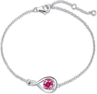 FANCIME 925 Sterling Silver Infinity Birthstone Bracelets for Women