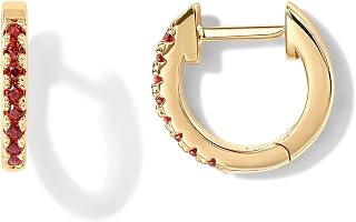 PAVOI 14K Gold Plated Sterling Silver Post Huggies | Cubic Zirconia Huggie Earrings for Women | Green, Garnet, Spinel Blue, Black, Multicolored Stones