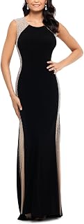 Xscape Women's Xscape Women's Floor-Length, Sleeveless, Jersey Knit Dress, with Caviar Beaded Side Detail