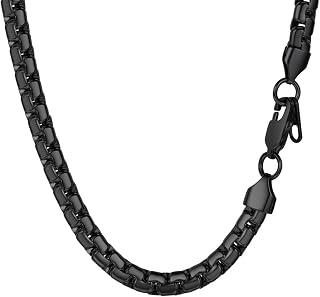 PROSTEEL Men’s Necklace, High-Quality Stainless Steel, Plated, Venetian Chain, Pea Chain, 4 mm/6 mm Wide Chain with Lobster Clasp for Men/Boys, Choice of Length: 46–76 cm
